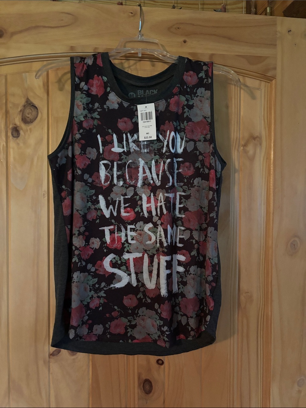 Black Matter Floral Graphic Tank in Black and Rose